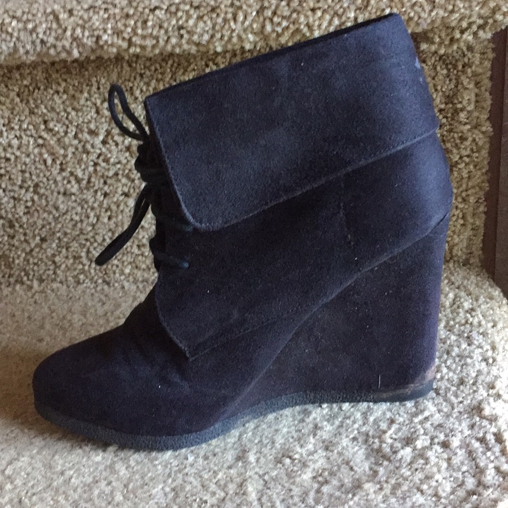 Little Black Wedge Booties Size 9 1/2